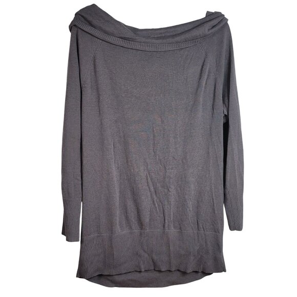 Torrid Pullover Sweater Gray 3X Long Sleeve Ribbed Trim Tunic Tight Knit Cowl - Picture 4 of 5